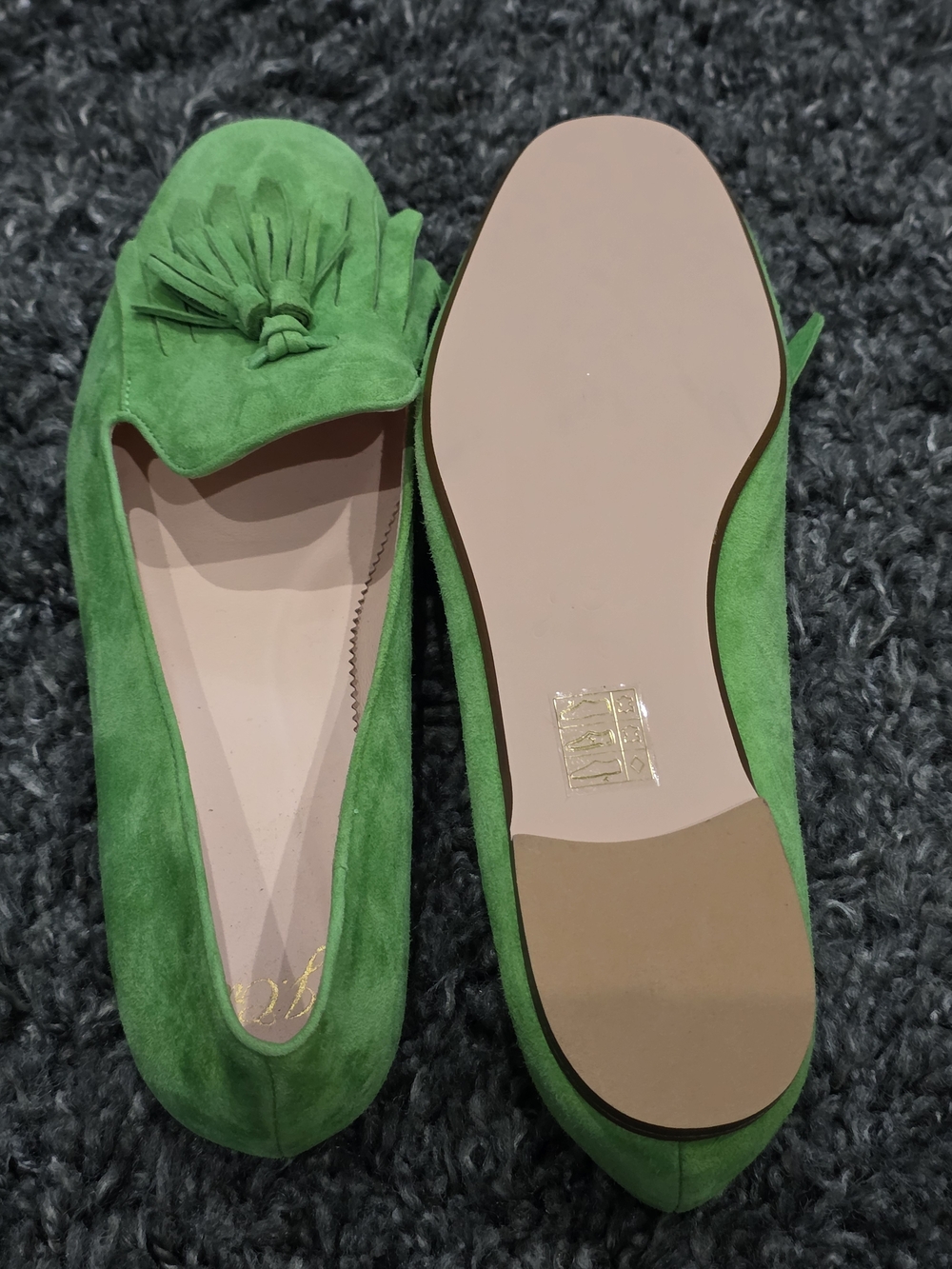 J. Crew Bright Green Suede Tassel Loafers Size 9 - Picture 4 of 9